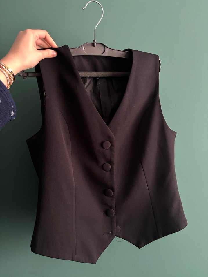 Düğmeli  Midi Kadın Yelek - Görsel 2