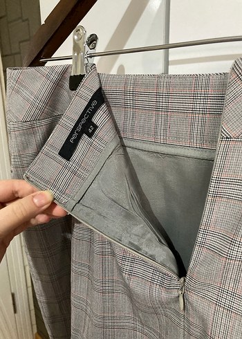 Gri Ekose Desenli etek - Görsel 4