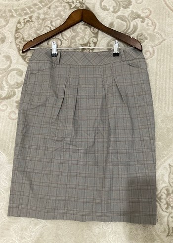 Gri Ekose Desenli etek - Görsel 6