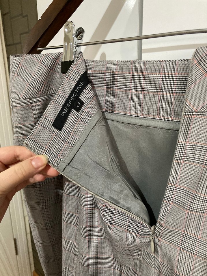 Gri Ekose Desenli etek - Görsel 4