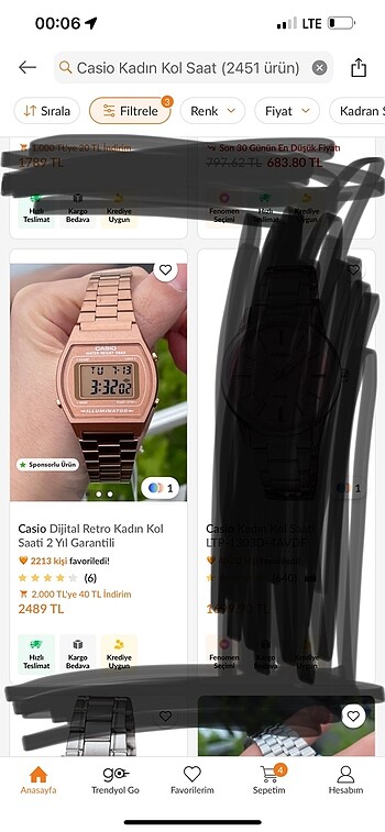 Casio kadın kol saati retro