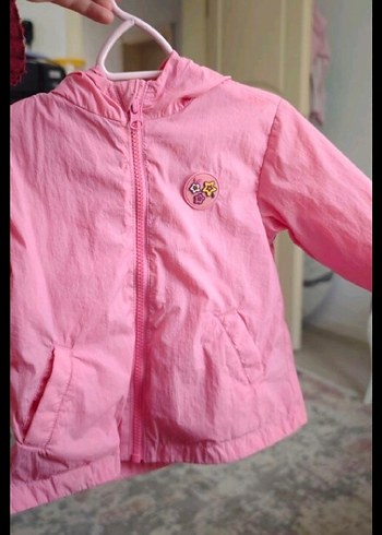 Kız Çocuk Pembe Düğmeli Yağmurluk