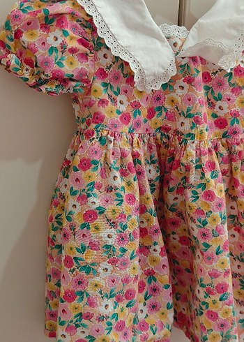 18-24 Ay Beden Lc Waikiki Pembe Çiçekli Bohem Kız Elbisesi