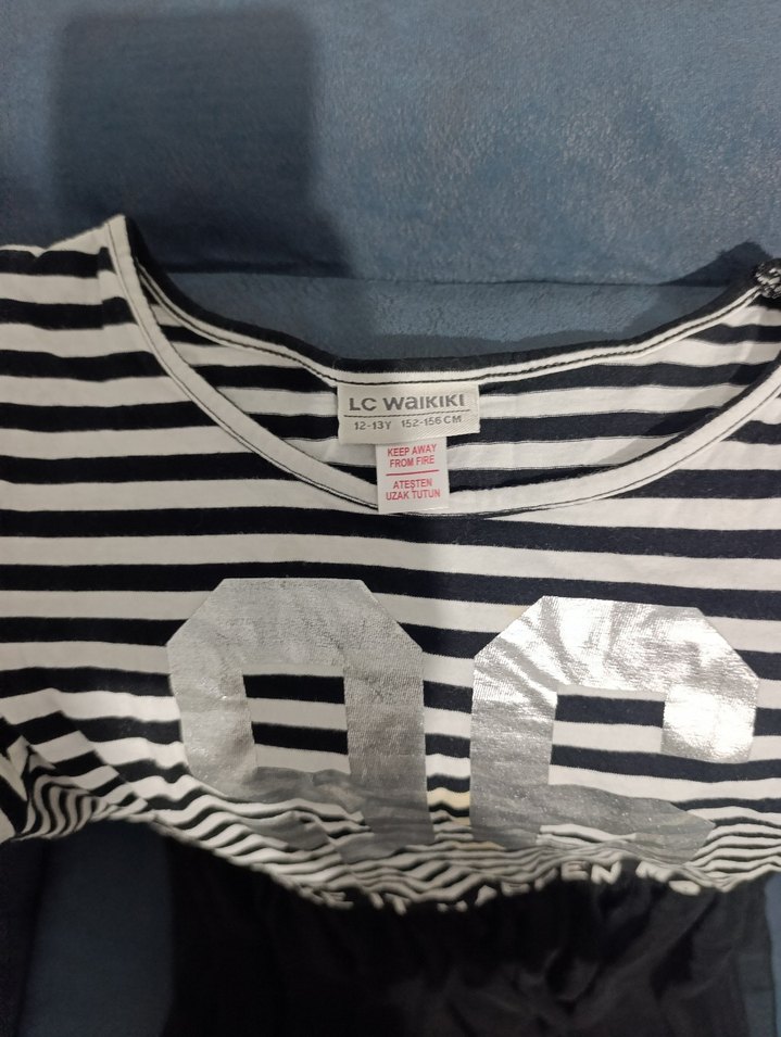 Kız Çocuk Siyah Çizgili Pilili Elbise - Görsel 3