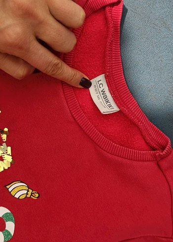 Kız Çocuk Kırmızı Baskılı Sweatshirt - Görsel 3