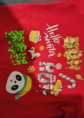 Kız Çocuk Kırmızı Baskılı Sweatshirt - Görsel 4