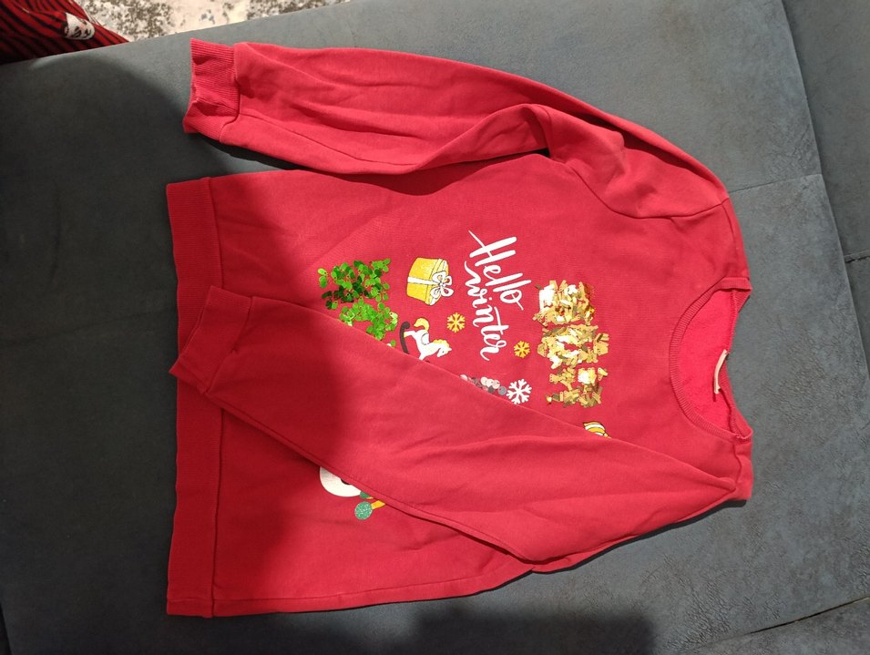 Kız Çocuk Kırmızı Baskılı Sweatshirt - Görsel 2