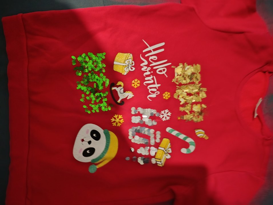 Kız Çocuk Kırmızı Baskılı Sweatshirt - Görsel 4