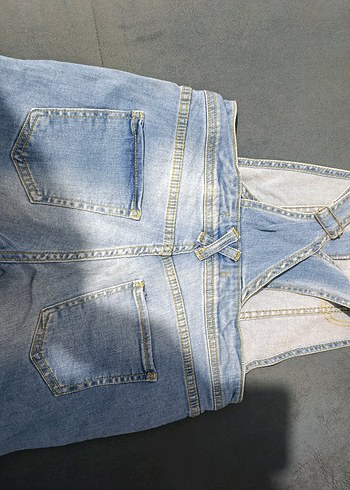 Kızlar için düğmeli mavi kot tulum - Görsel 6