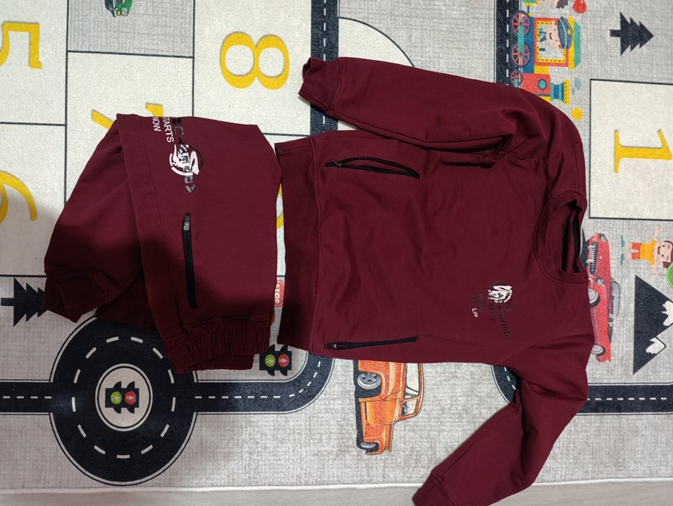 Bordo Fermuarlı Erkek Eşofman Takımı - Görsel 3