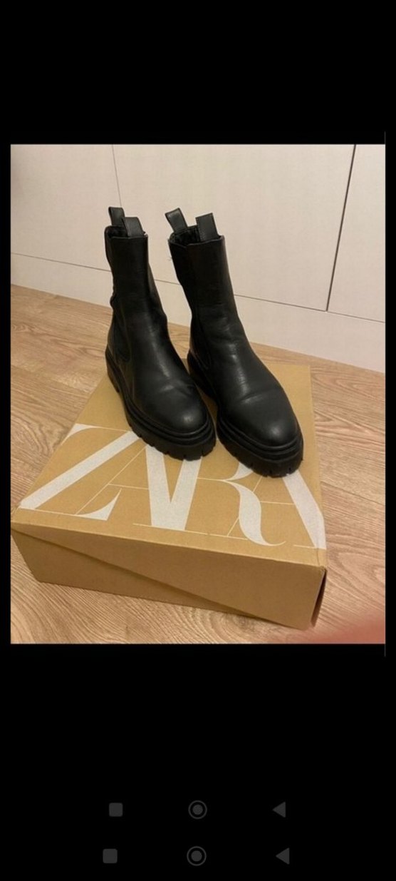 Siyah Deri Platform Topuklu Kadın Bot - Görsel 2