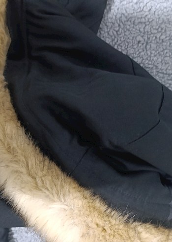 Kadın Siyah Midi Kaban Kürklü Kapüşonlu - Görsel 11