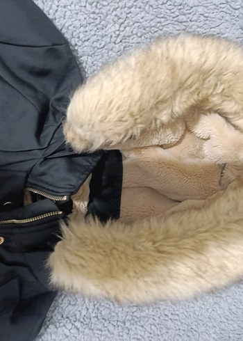 Kadın Siyah Midi Kaban Kürklü Kapüşonlu - Görsel 3