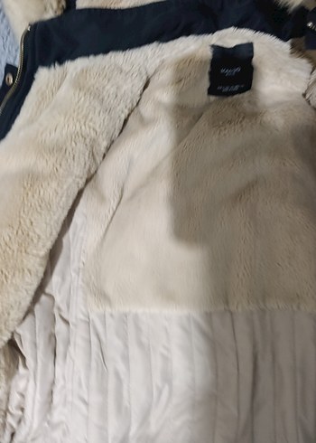 Kadın Siyah Midi Kaban Kürklü Kapüşonlu - Görsel 8