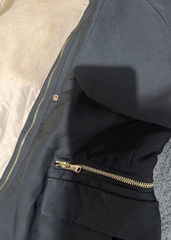 Kadın Siyah Midi Kaban Kürklü Kapüşonlu - Görsel 6