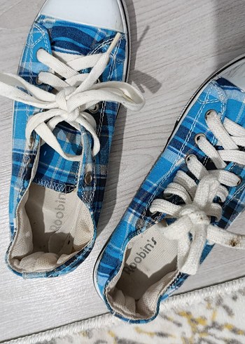 Kadın Mavi Bağcıklı Batik Desen Spor Ayakkabı