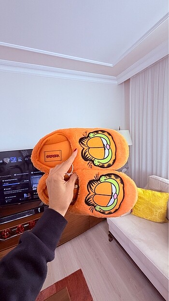 42-43 numara Garfield ev terliği turuncu orjinal etiketli - Görsel 3