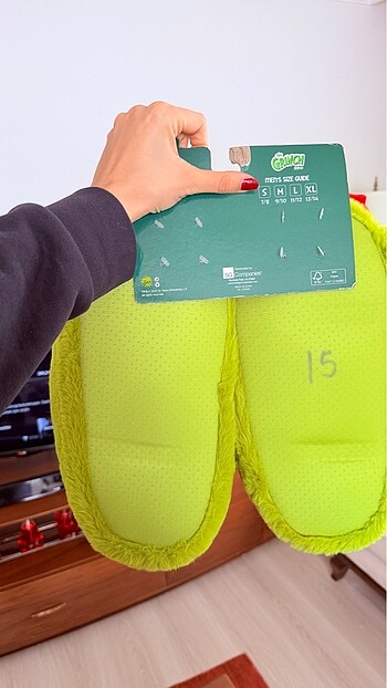 46-47 numara Grinch ev terliği panduf - Görsel 3