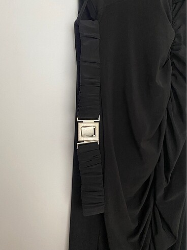 Siyah kemerli kalem elbise - Görsel 6