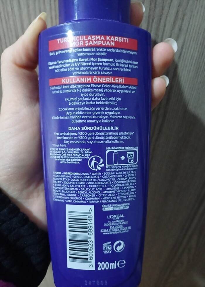 loreal paris mor sampuan + palette toner kullu sari - Görsel 4