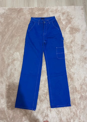Lacivert Loose Fit Midi Kot Pantolon