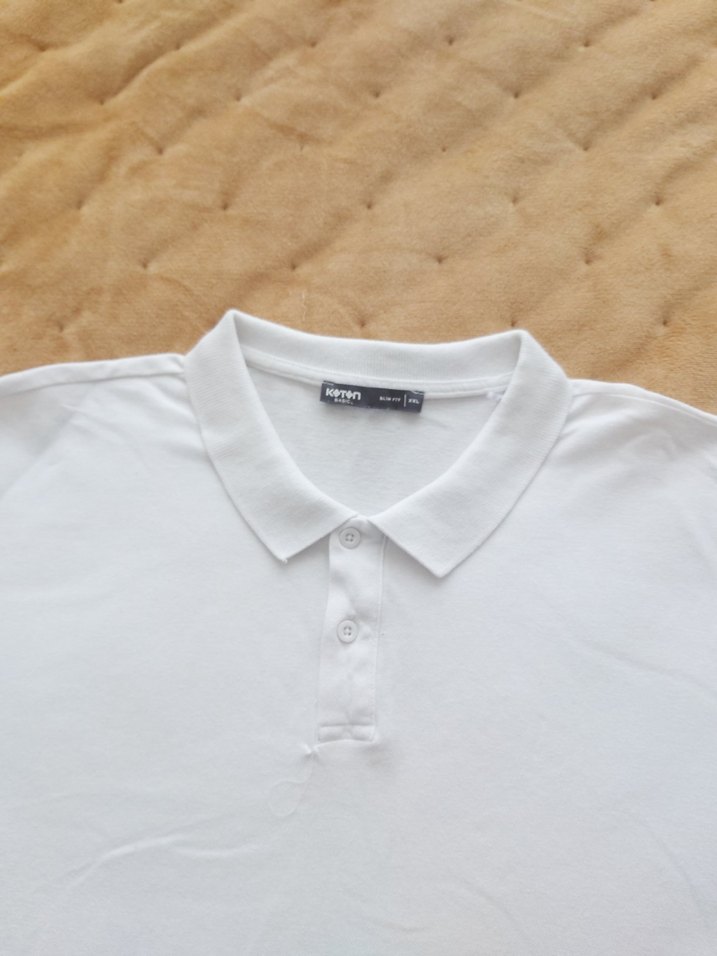 Erkek Beyaz Pamuklu Polo Tişört - Görsel 2