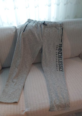 Gri Rahat Kesim Fermuarlı Erkek Eşofman Altı - Görsel 2