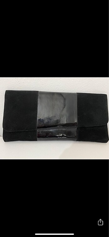 Deri süet clutch portföy siyah çanta