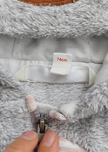 Gri Peluş Erkek Bebek Tulumu Kulaklı - Görsel 2