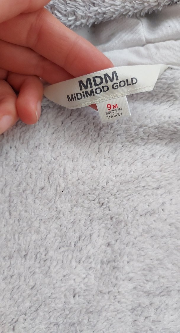 Gri Peluş Erkek Bebek Tulumu Kulaklı - Görsel 3