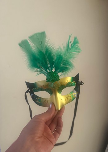 Renkli Tüy Detaylı Karnaval parti cadı Maskeleri - Görsel 5