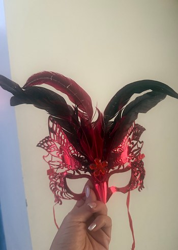 Renkli Tüy Detaylı Karnaval parti cadı Maskeleri - Görsel 3