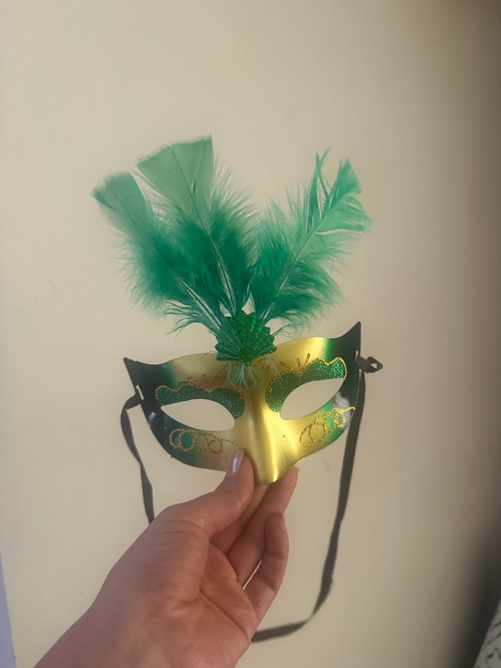 Renkli Tüy Detaylı Karnaval parti cadı Maskeleri - Görsel 5