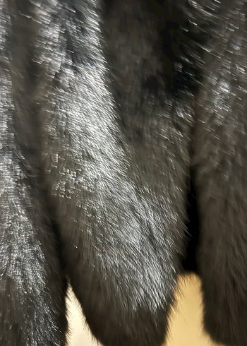 Yeni Siyah Kadın Kürk Detaylı Midi Ceket 38-42 beden arasına olu - Görsel 3