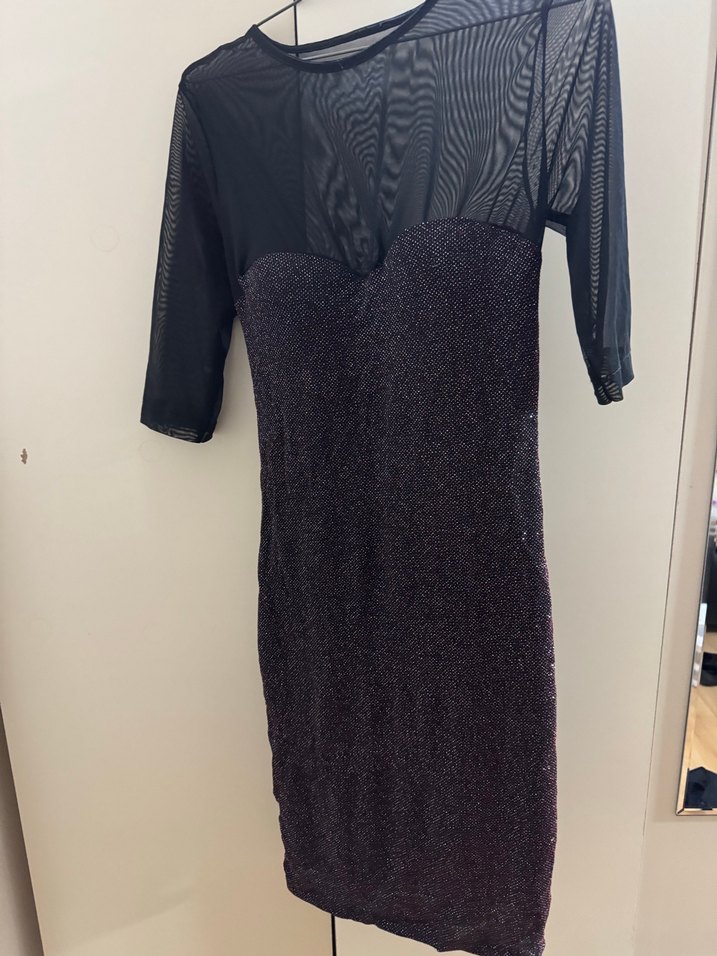 Mor Drapeli Gotik Midi Elbise - Görsel 2