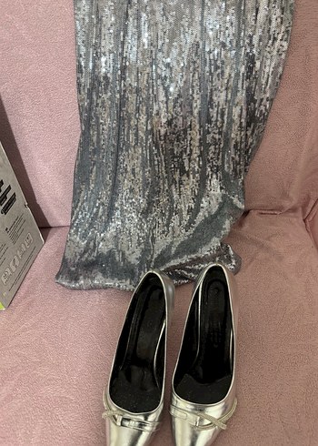 Gri Uzun Drapeli Kolsuz Abiye Elbise - Görsel 7