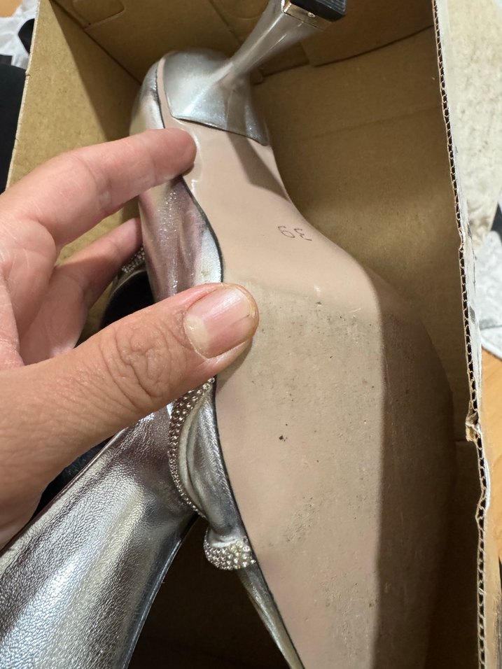 Parlak Gümüş Stiletto Tokalı Kadın Ayakkabı - Görsel 5