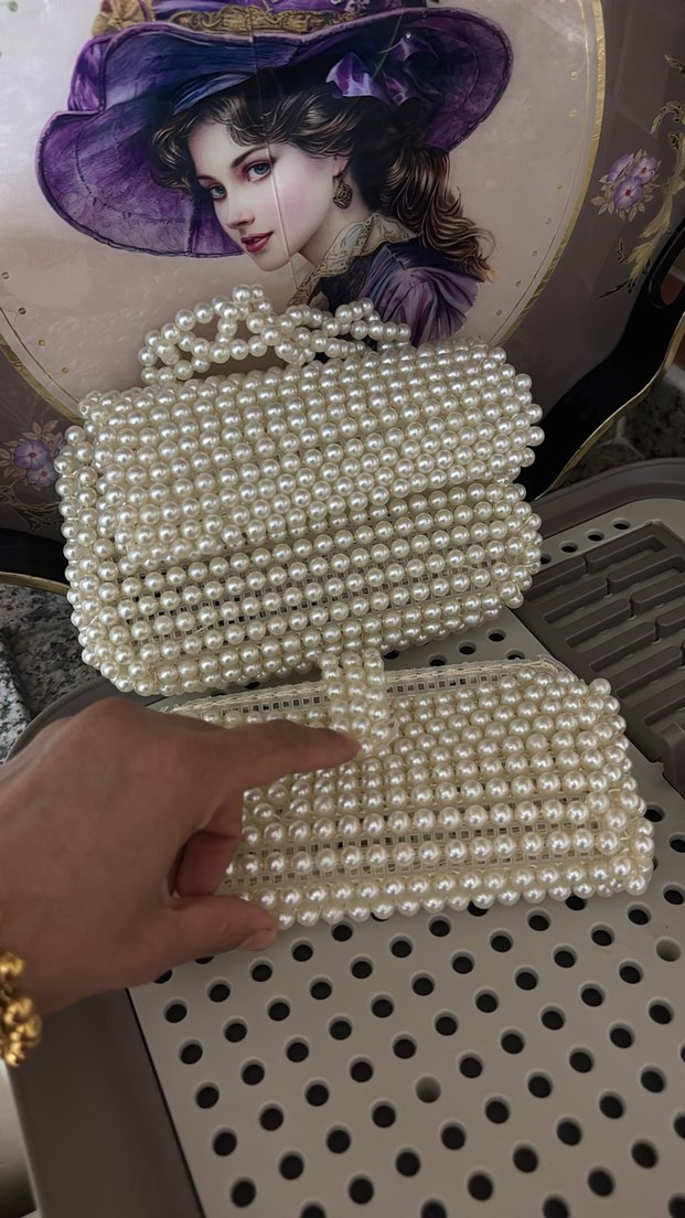 İnci İşlemeli Örgü Bohem Kadın Çanta - Görsel 3