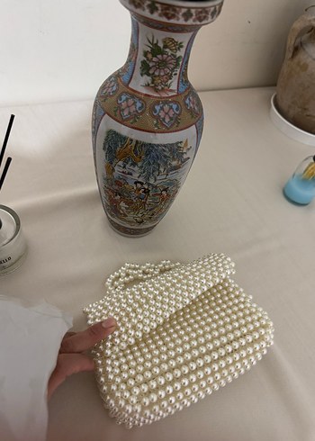 İnci İşlemeli Örgü Bohem Kadın Çanta - Görsel 3