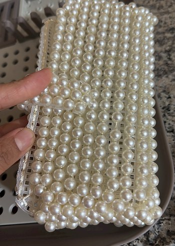 İnci İşlemeli Örgü Bohem Kadın Çanta - Görsel 4