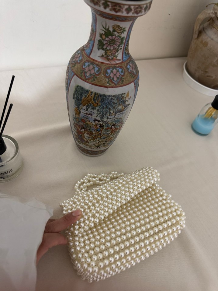 İnci İşlemeli Örgü Bohem Kadın Çanta - Görsel 3