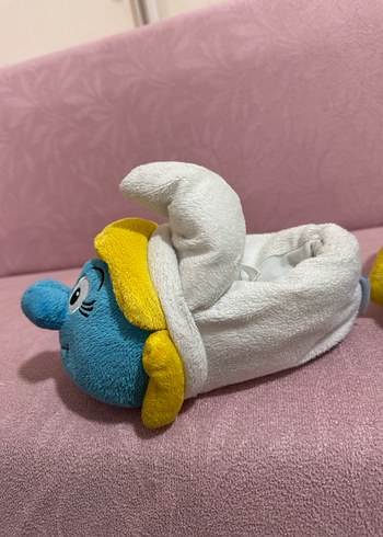 Renkli Mavi Peluş Şirinler panduf - Görsel 4