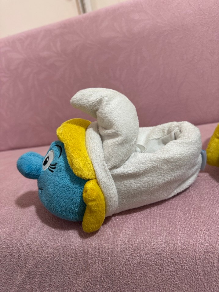 Renkli Mavi Peluş Şirinler panduf - Görsel 4