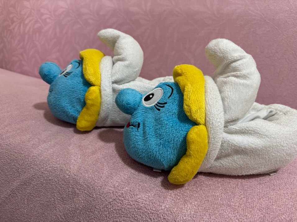 Renkli Mavi Peluş Şirinler panduf - Görsel 2