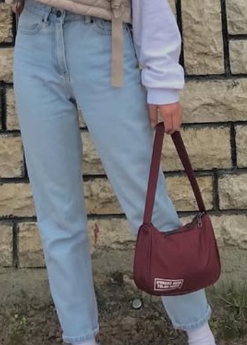 Zara Kadın Açık Mavi mom Kesim Midi Kot Pantolon