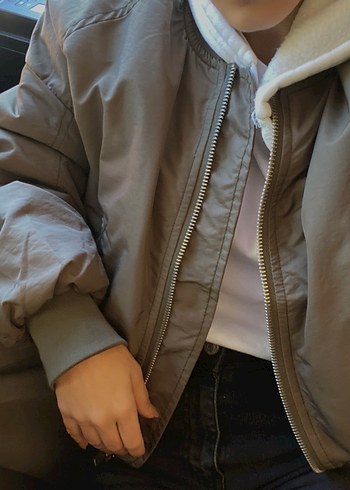 s Beden gri Renk Fermuarlı Kadın Günlük Ceket