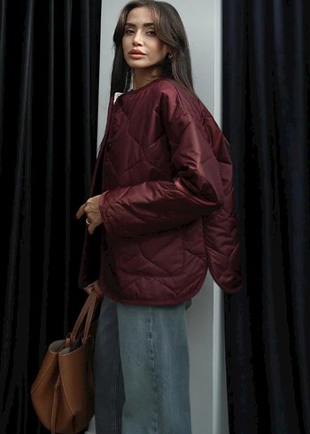 Zara Bordo Düğmeli Midi Kadın Mont