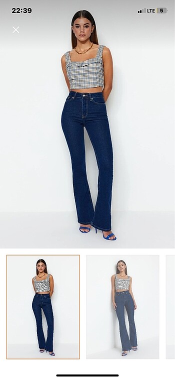 Koyu lacivert flare jean