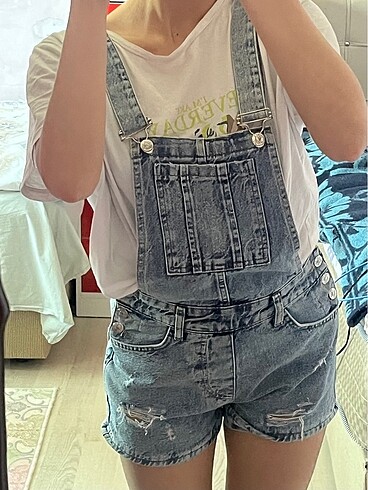 Şortlu kot tulum - Görsel 5