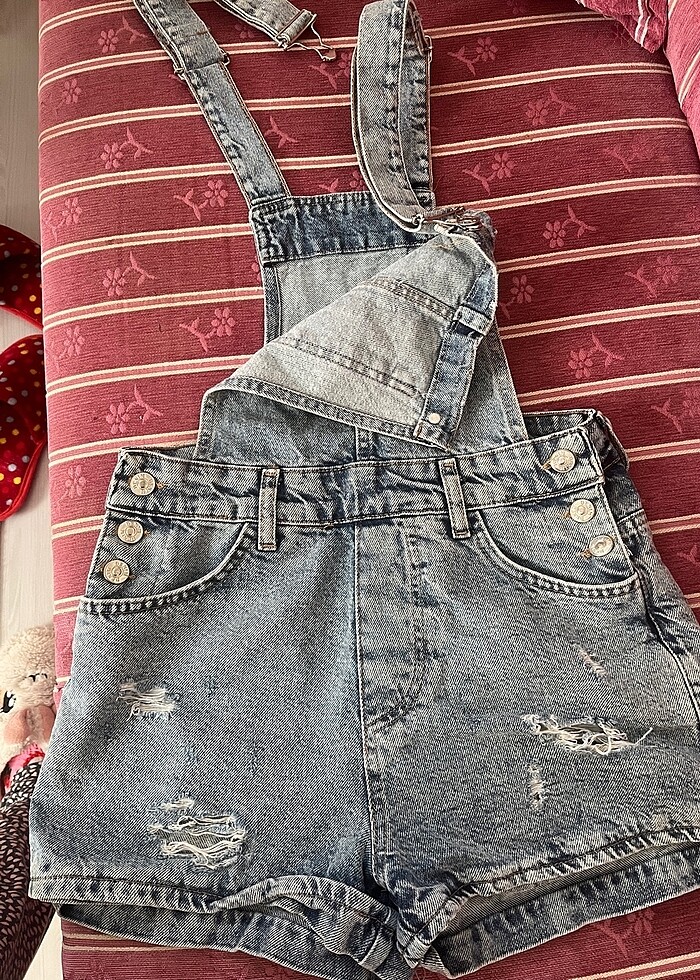 Şortlu kot tulum - Görsel 2